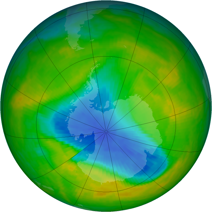 Antarctic ozone map for 24 November 1989